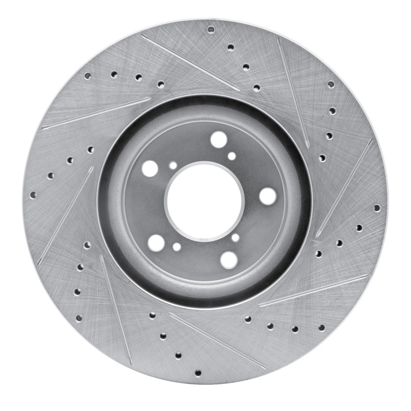 Acura MDX Brake Rotor (1) - Front Left - R1 Concepts - Drilled & Slotted - Silver - `07-`20